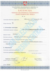 Licencija verstis gel transporto ukine veikla